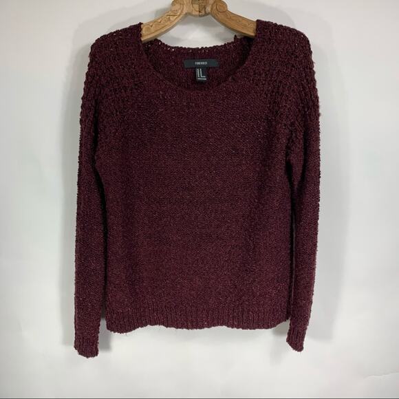 Burgundy Textured Scoop Neck Sweater Medium - Picture 5 of 7